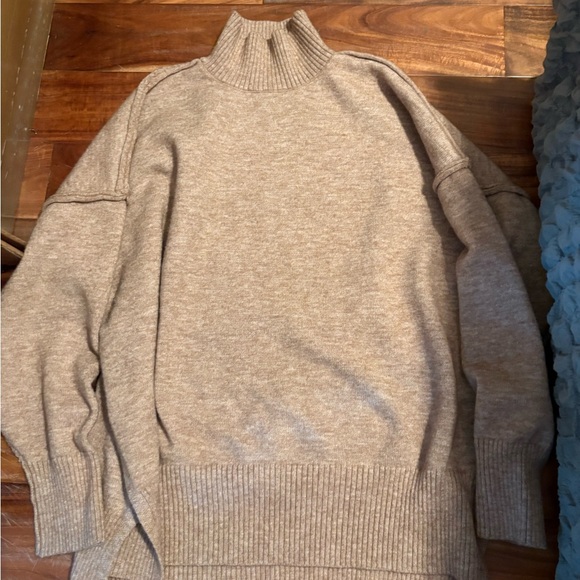 Commense Taupe Ribbed Mock Neck Sweater XL Neutral Cozy - Picture 2 of 5